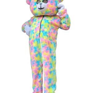 Rainbow Teddy Bear Fur Fubric Full Costume Mascot For Prank or Birthday Elders Halloween Costume With Gloves